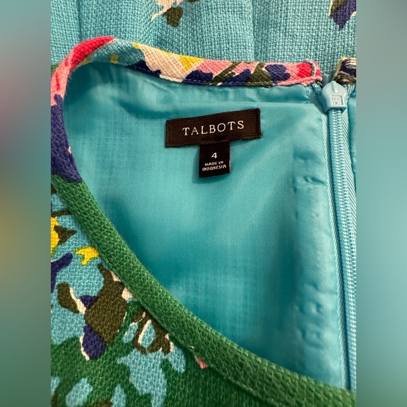 TALBOTS Springtime Garden Party Shift Sheath Dress Floral Vibrant Belted Green - Picture 12 of 14